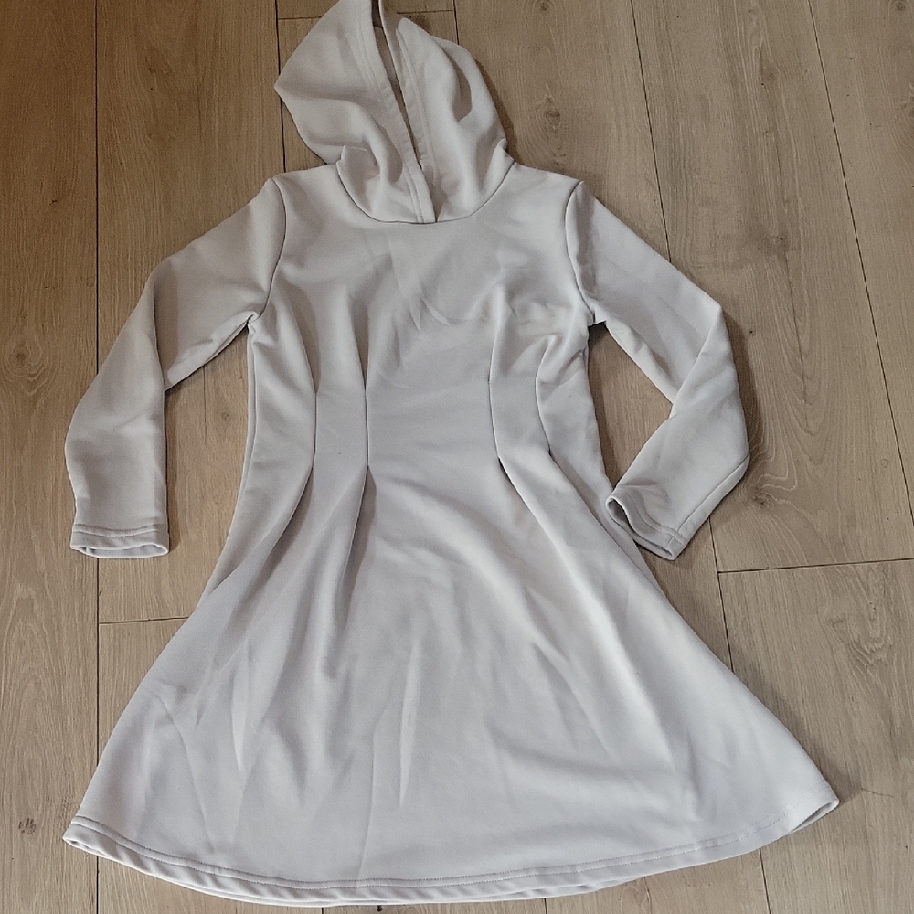 SHEIN Kids Casual Cream Hooded Dress